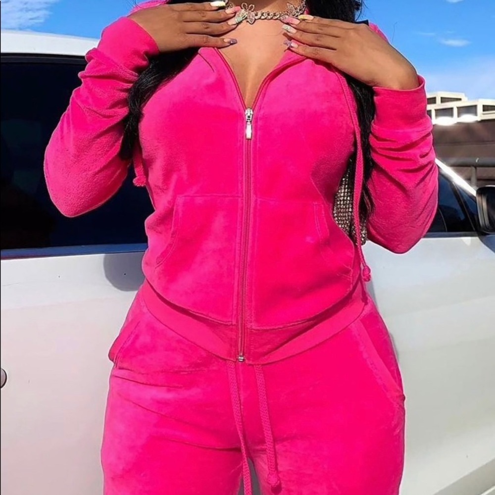 Pink track suit